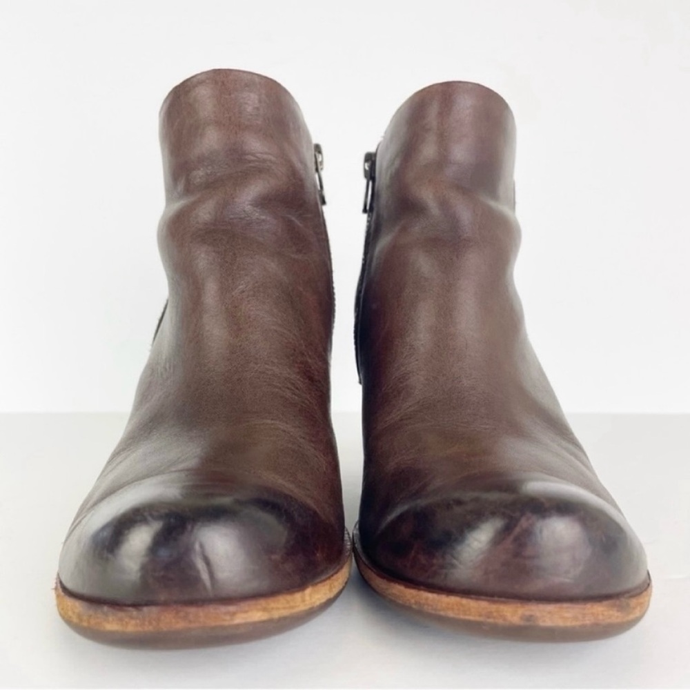 Kork-Ease Isa Brown Leather Buckle Zipper Moto Ankle Boots Booties - Picture 2 of 11